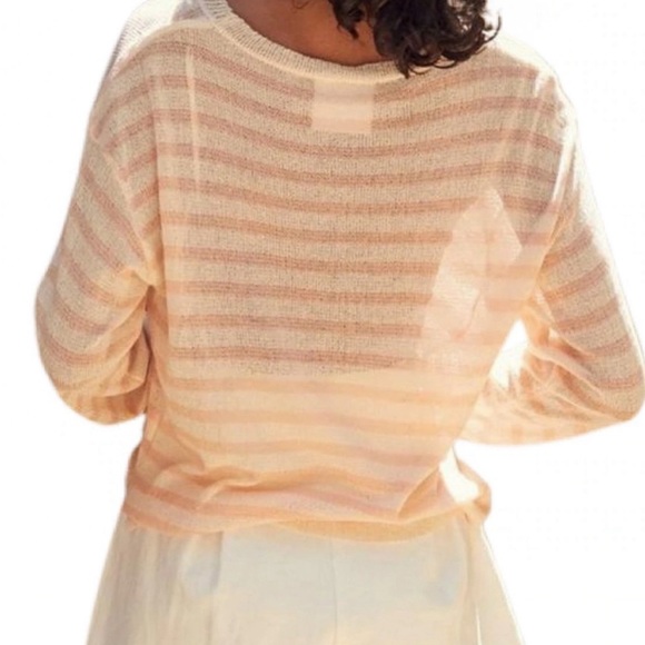 Sadie & Sage Boutique Sherbert Striped Semi Sheer Sweater Top Blouse - Picture 2 of 4